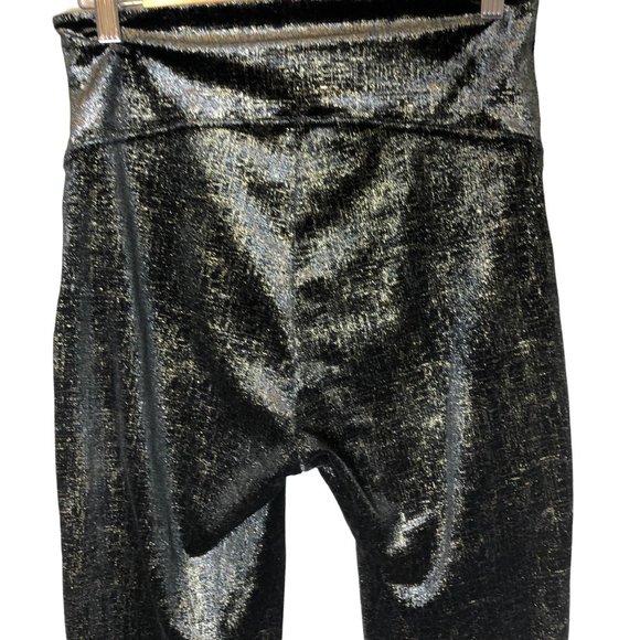 SPANX Velvet Shine Shimmer Leggings, Black & Gold.
In EUC. Worn once. - Picture 6 of 7
